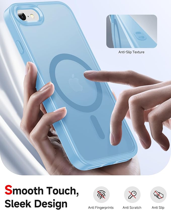 LeYi for iPhone SE Case Blue 2022 (3rd Generation)/2020 (2nd) iPhone-8/7 Cases[ Screen Protector X2+ Camera Cover X2] i Phone SE3 SE2 Gen for MagSafe Magnetic Military Grade Protective, Light Blue - Image 4