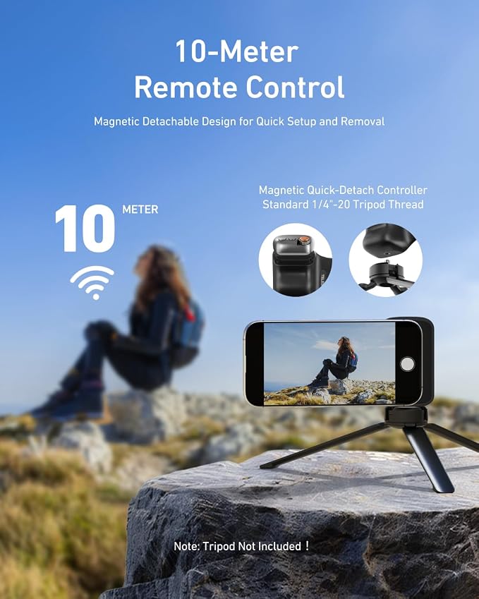TELESIN Fun Shot Magnetic Phone Camera Grip & 4 in 1 RGB Selfie Light Kit | Phone Selfie Grip Creator Bundle Kit Compatible with iPhone Magsafe & Android Selfies/Photography/TikTok/Zoom Calls/Video - Image 7