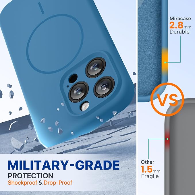 miracase Magnetic for iPhone 15 Pro Max Case, [Soft Anti-Scratch Microfiber Lining], Compatible with MagSafe, Liquid Silicone Case Shockproof Drop Protection Phone Case for 15 ProMax, Capri Blue - Image 2