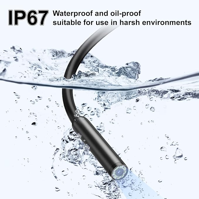 1920P HD Dual Lens Endoscope Camera Semi-Rigid Snake Cable IP67 Waterproof 8LED Lights Dimmable HD Industrial Pipeline Inspection Probe Compatible with Smartphones Endoscope Camera (16.4ft) - Image 5