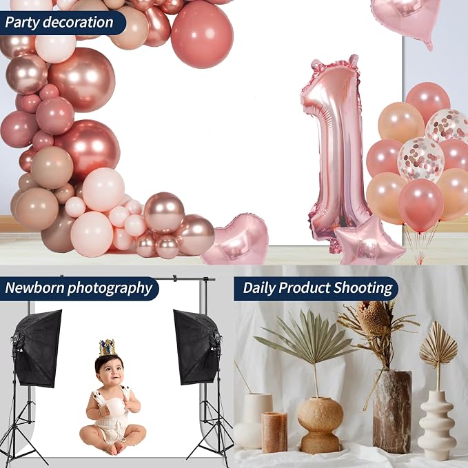 White Photo Backdrop for Photoshoot Solid Color Background 8x10 ft | Photography Studio Photobooth Curtain for Headshot, Homestudio, Portrait, Video, Meeting, Easy to Install, Washable Fabric - Image 4