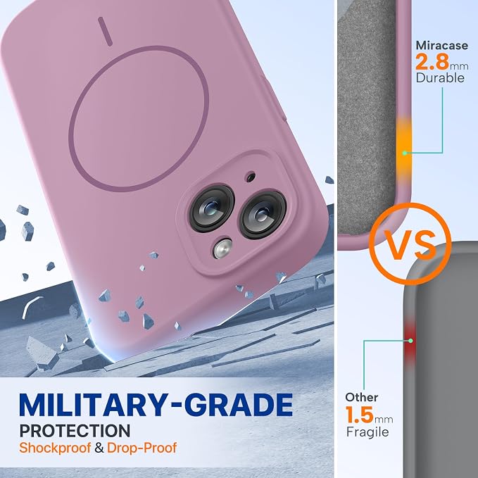 Miracase Silicone & Magnetic for iPhone 15 Plus Case, Blackcurrant | Compatible with MagSafe, Soft Microfiber Lining, Liquid Silicone Case Shockproof Drop Protection Phone Case for 15 Plus - Image 2
