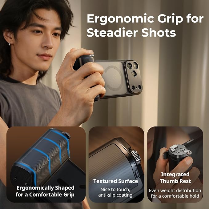 SmallRig FilMov Photography Grip+Phone Case Kit for iPhone 17 Pro, Ergonomic Grip with Shutter & Zoom, Built 3400mAh Battery Wireless Remote, Phone Creator Kit for Filmmaking, Selfie, YouTube-5553 - Image 3