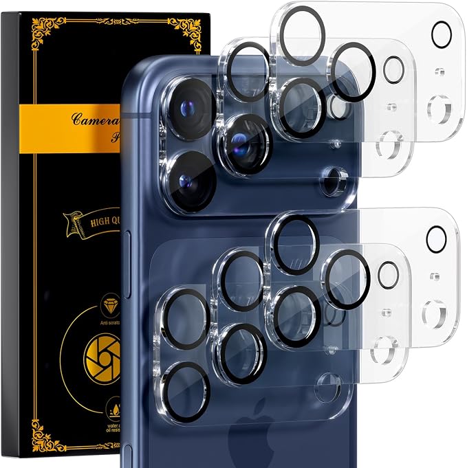 for 6 Pack iPhone 17 Pro Max Camera Lens Protectors, Clear | [Drop Protection] [Case Friendly] [Easy Installation] 9H Tempered Glass Camera Screen Protector Cover Accessories 6.9-inch by Beuxece