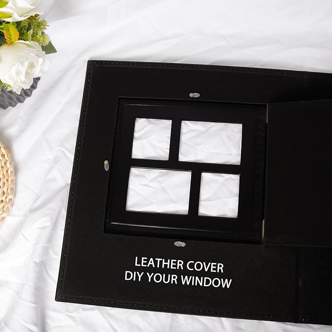RECUTMS Photo Album 4x6 1000 Photos Leather Large Family Baby Albums Blue | Extra Large Capacity, Black Page, Horizontal and Vertical Pockets, Anniversary Wedding Memory Picture Book, DIY Cover Window - Image 3