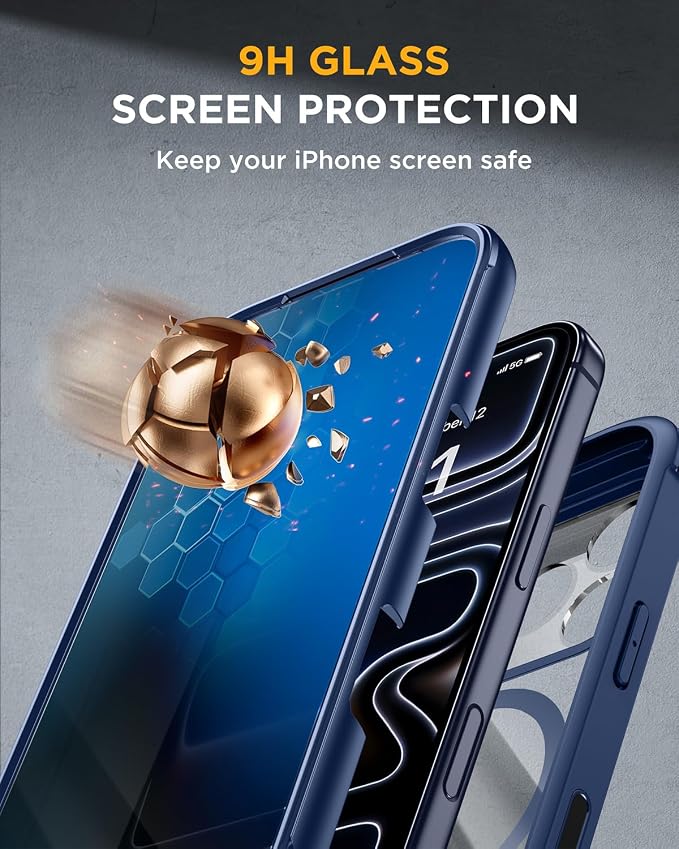 Miracase for iPhone 17 Pro Max Case with Privacy Screen Protector, Blue | Compatible with MagSafe, 360° Full Body Protection, Full Camera Protection, Military-Grade Shockproof Phone Case 6.9" - Image 4