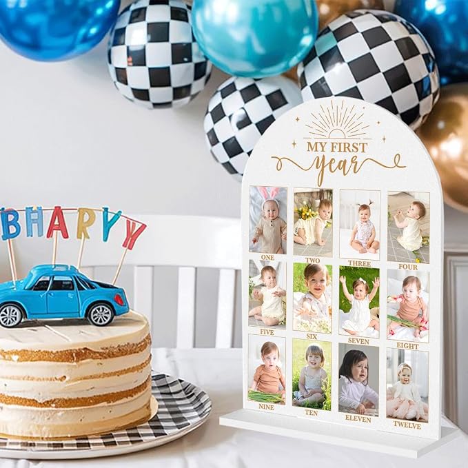 My First Year Photo Board Baby Milestone Signs One Year of Baby Photo Board, Best Babies Keepsake 10x14 Inches Acrylic Sign Decor Fits 2" x 3" Photo A05 - Image 4