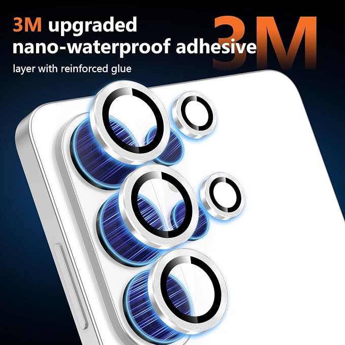 for Samsung Galaxy S26 Ultra Camera Lens Protector, Individual Metal Ring Tempered Glass Lens Cover, [Strong Adsorption] Scratch Resistant Ultra-Thin HD Clear Lens Cover, 1 Set-Silvery - Image 3