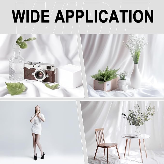 GFCC 10FTx20FT White Backdrop Background for Photography Photoshoot | Non-Reflective, Polyester Curtain, Easy Hang, Multipurpose Screen for Studio Photo Booth, Video Recording, Portrait, Party - Image 5