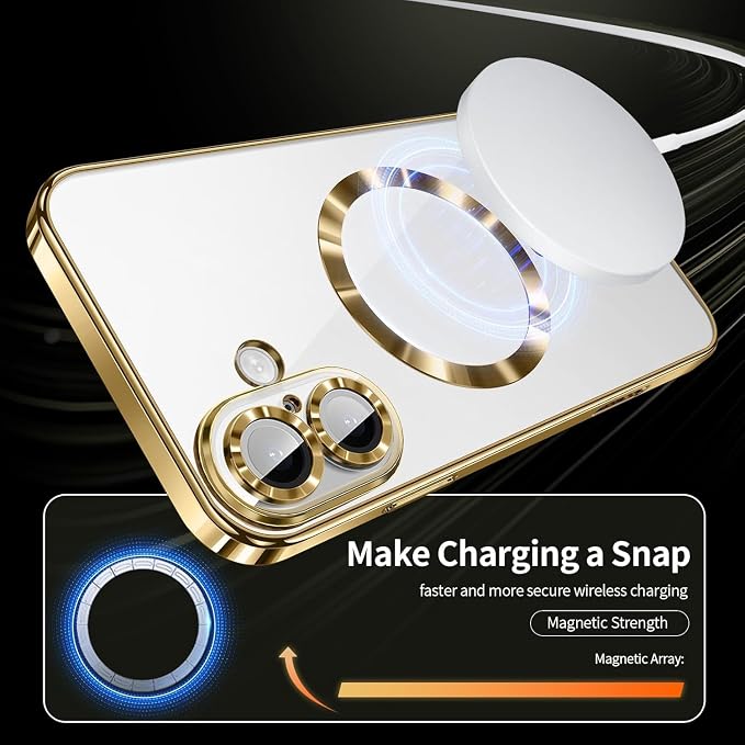 Magnetic Glossy Case for iPhone 17 Air,iPhone 17Air Phone Case Slim Clear Luxury with Screen Protector & Camera Protector [Compatible with MagSafe], Shockproof Cover for iPhone Air 17-Rose Gold - Image 6