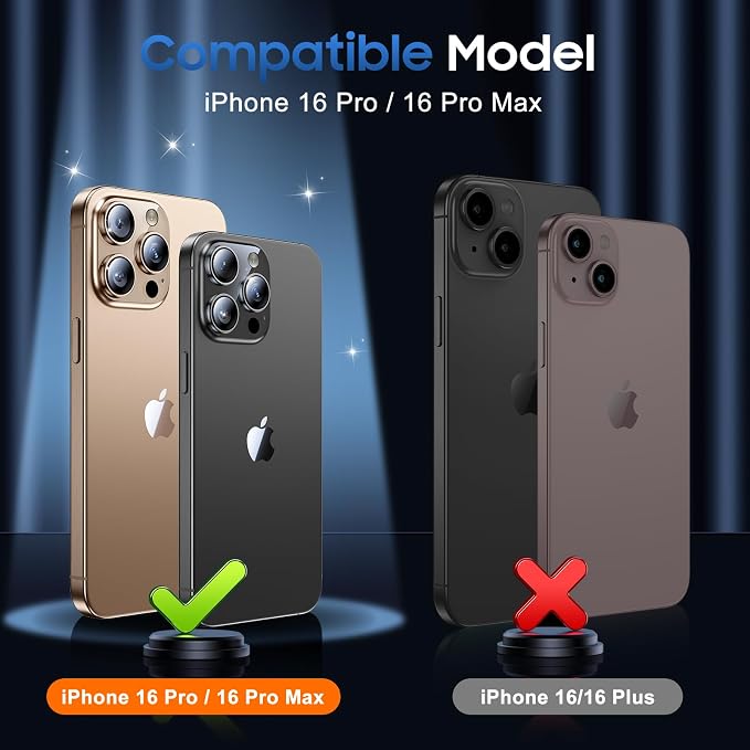 UniqueMe for iPhone 16 Pro/16 Pro Max Camera Lens Protector-Bling Colorful | 3 Pack, Drop Protection, Case Friendly, 9H Tempered Glass, Camera Cover Screen, Update New Version - Image 7