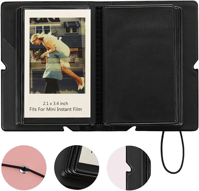 2x3 Instax Mini Photo Album, 28 Pockets. Peach Pink, 2PK | Portable Wallet Size Album Stores 2x3 inch Instant Photos. Fits Polaroid, Instax Mini, Kodak Mini Prints and Zink. - Image 3