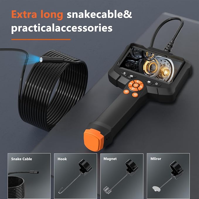 Daxiongmao Borescope 1080P Industrial Endoscope Inspection Camera | Mechanical Tool for Automotive, HVAC, Plumbing, 4.3" IPS Screen, IP67 Waterproof & 16.5ft Semi-Rigid Flexible Snake Probe - Image 8