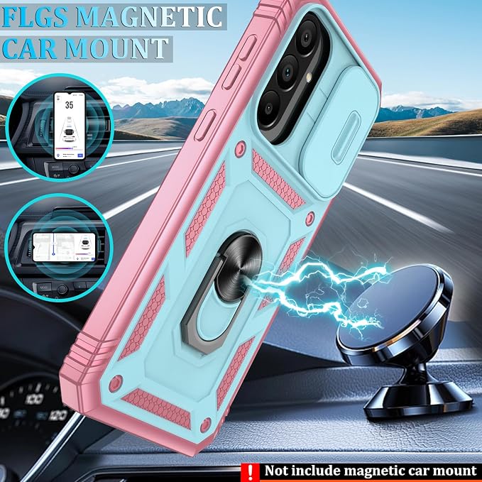 Gritup for Samsung A56 Case: A56 Samsung Phone Case with 2*Screen Protector, Magnetic Stand & Slide Camera Cover, Shock Proof Military-Grade Funda para Galaxy A 56 Cover, Green+Pink - Image 6