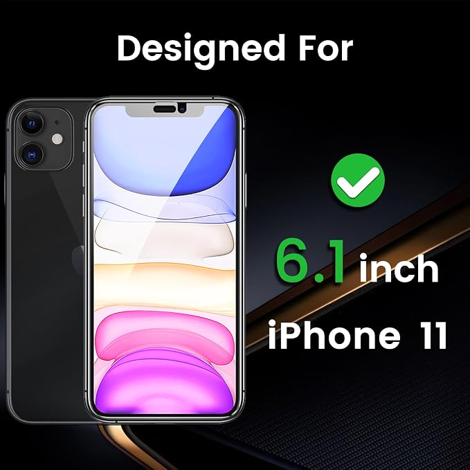 Romkasi 3 Pack Privacy Screen Protector for iPhone 11 6.1 Inch with 3 Pack Camera Lens Protector, Anti Spy Tempered Glass Film, Anti-Scratch, Touch Sensitive, Case Friendly - Image 3