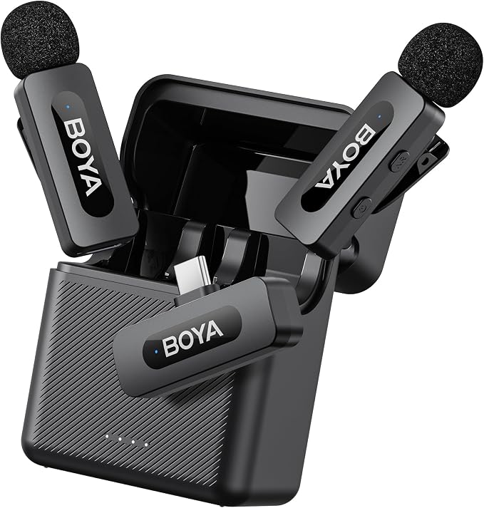 BOYA BY-V30 Wireless Lavalier Microphone,USB Type-C Mini Laple Mics for iPhone16,Android Smartphone,36H Battery,Noise Reduction,328FT Range Clip-on Condenser Mic for YouTube Interview TikTok by BOYA