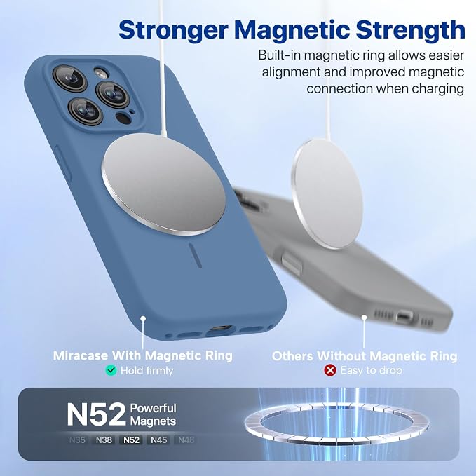 Miracase Magnetic for iPhone 15 Pro Case, Silicone, Soft Microfiber Lining - Image 5