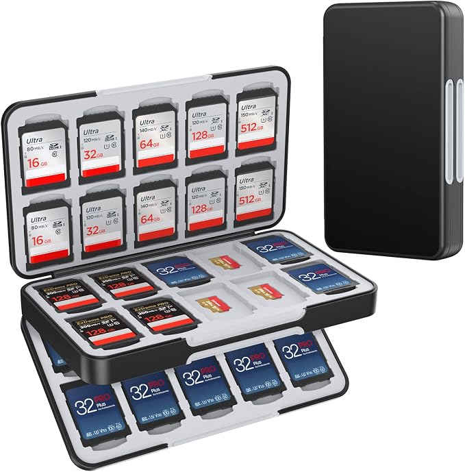HEIYING SD Card Holder with 80 Precise Slots for SDXC SDHC Micro SD Cards | Portable Game Cards Case, Hard ABS Shell with Soft Silicone Lining, Precise Card Slots,Magnetic Closure for Easy Access by HEIYING