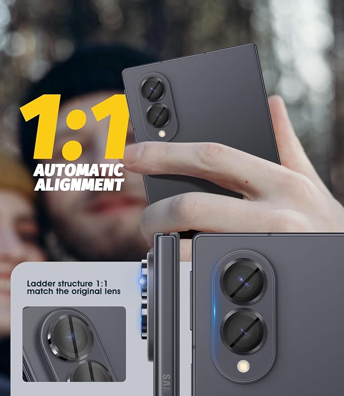 Orzero (2 Sets Camera Lens Protector for Samsung Galaxy Z Fold 8, [EZ Install] [Case-Friendly] 9H Tempered Glass CD Pattern Lens Cover, Military-Grade Shockproof, HD Clarity Anti-Glare - Gray - Image 5