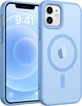 FNTCASE for iPhone 13/12 Mini Case, Fit for Magsafe, Translucent Matte Back | Magnetic Phone Cases, 14FT Military Grade Drop Protection, Slim Shockproof Protective Cover, Light Blue by FNTCASE