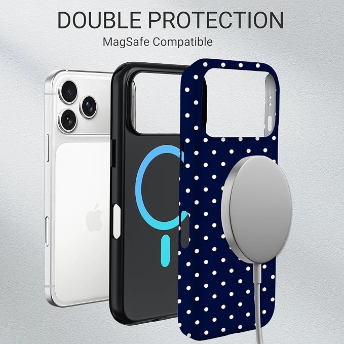 TPU Phone Case for iPhone 17 Pro, MagSafe Wireless Charging Compatible, Shockproof Slim Fit Protective Cover with Anti-Yellowing & Raised Camera Protection (Polka dot 7, iPhone 17 Pro(6.3")) - Image 6