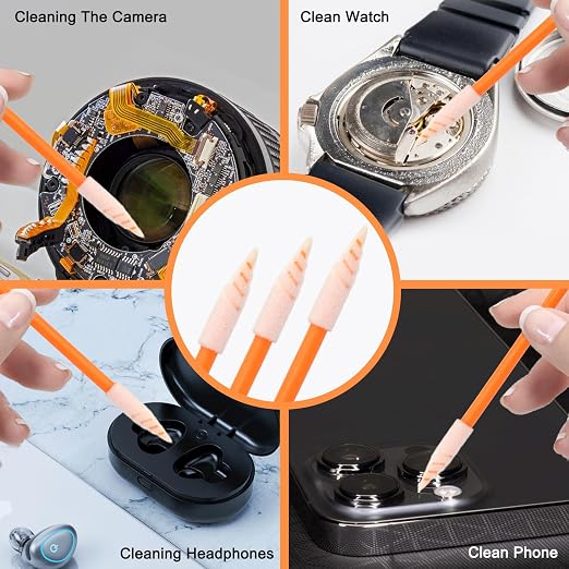 Wellgler's Foam Cleaning Swabs, Multi-Purpose Cleanroom Foam Tip Cleaning Swab Kitip Cleaning Swab Kit (orange100) - Image 3