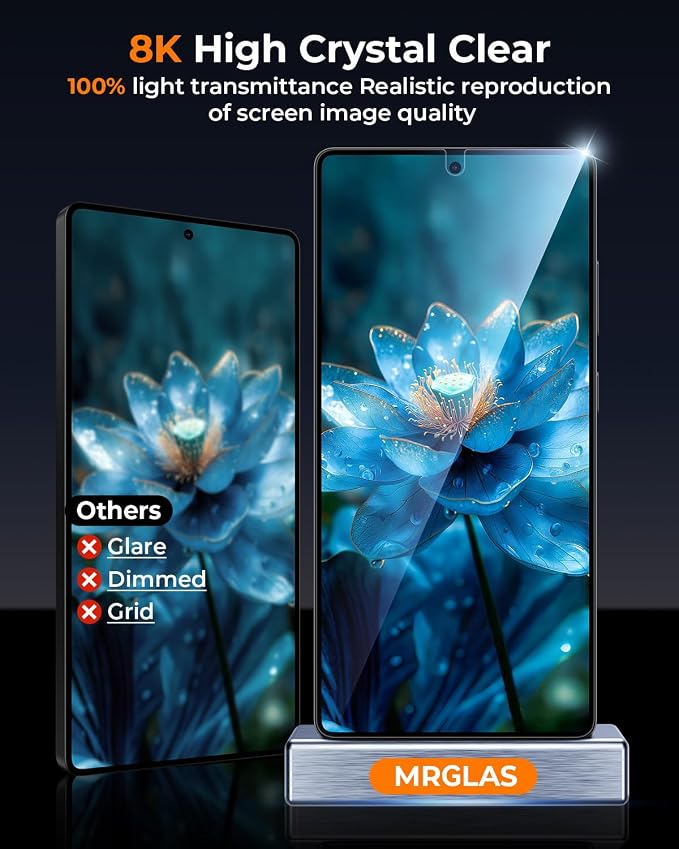 TOP 9H+ 2+2 Packs for Samsung Galaxy S25 Ultra Screen Protector 6.9'' | With Camera Lens Protector [Auto-Dust Removal&100% Fingerprint Unlock] HD Tempered Glass 10X Military Protection, Zero-Bubble - Image 6