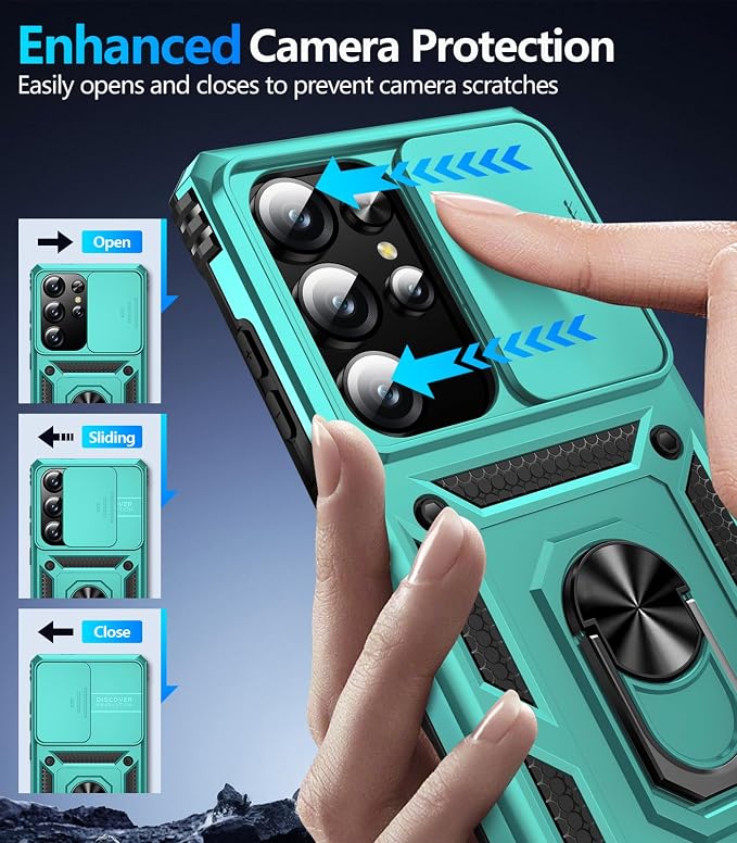 Taisairu for Samsung Galaxy S26 Ultra Case with Screen Protector & Slide Camera Lens Cover, Built-in Magnetic Ring Stand Shockproof Protective Phone Case for Samsung S26 Ultra Case (Mint Green) - Image 6