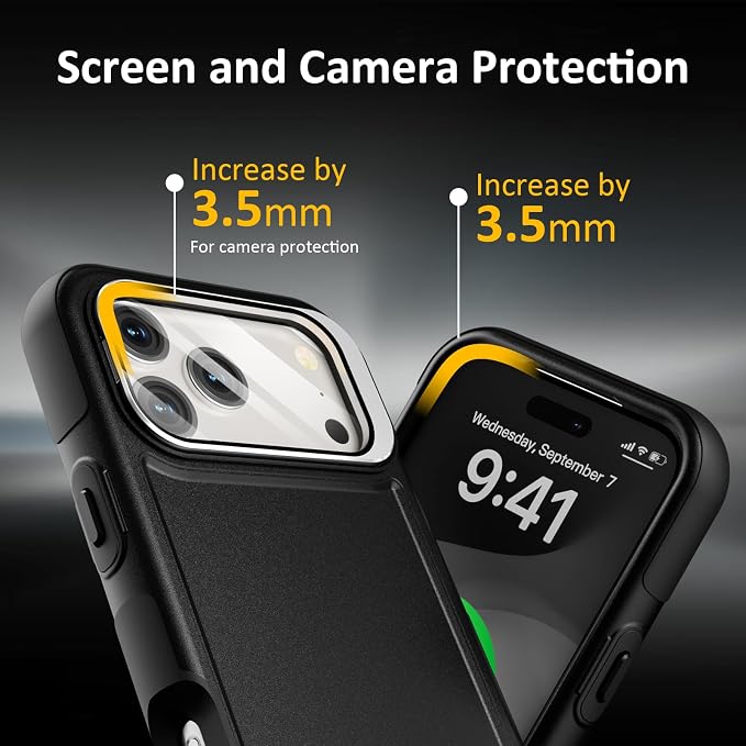 Follaroma Magnetic for iPhone 17 Pro Max Case with Camera Cover Stand,Black | Built-in Glass Camera Cover Stand,Compatible with MagSafe,Heavy Duty Shockproof Protective,Military-Grade Anti-DropDual Case - Image 7