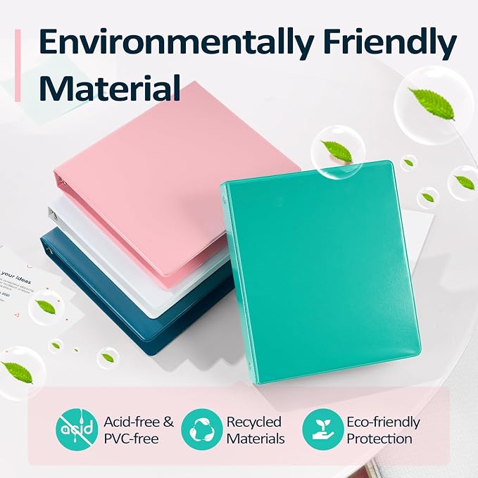 BinderX 3 Ring Binder 1.5 Inch, 1.5" Clear View Binder, Light Green, Letter | Extra Durable, PVC-Free, Customizable, Interior Pockets, 325-Sheet Capacity, Eco-Friendly, Reinforced Hinge, School, Office - Image 2