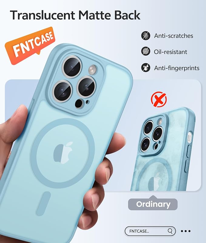 FNTCASE for iPhone 14 Pro Max Case, Fit for Magsafe, Glass Screen Protector | Full Camera Protection, Translucent Matte, 14FT Military Grade Drop Proof, Shockproof Protective Phone Cover, Teal - Image 6