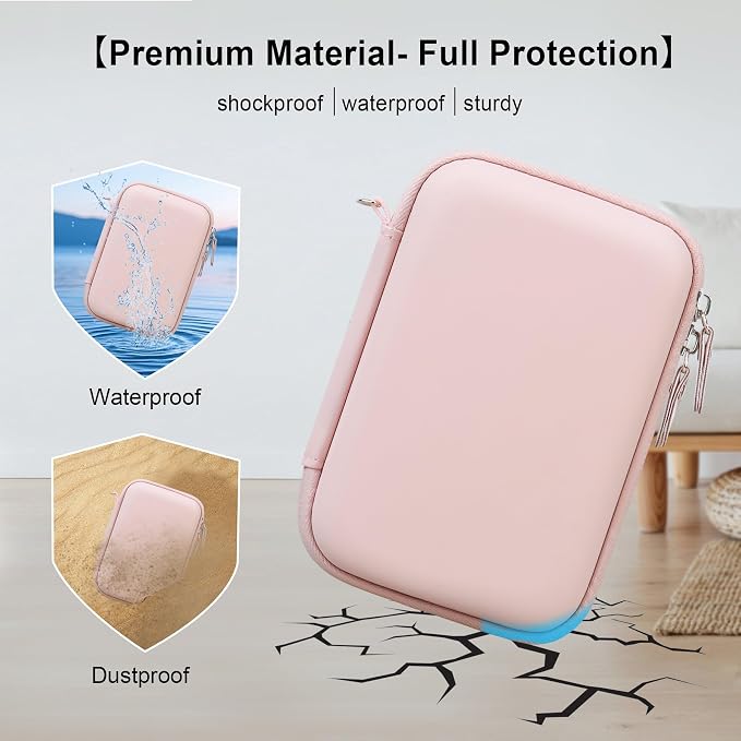Elonbo Carrying Case for Fujifilm INSTAX Mini Link 3/2/1 Smartphone Printer | Portable Color Instant Photo Printer Hard Travel Protective Bag, Interior Mesh Pocket fits Instant Film Printer Paper, Pink - Image 4