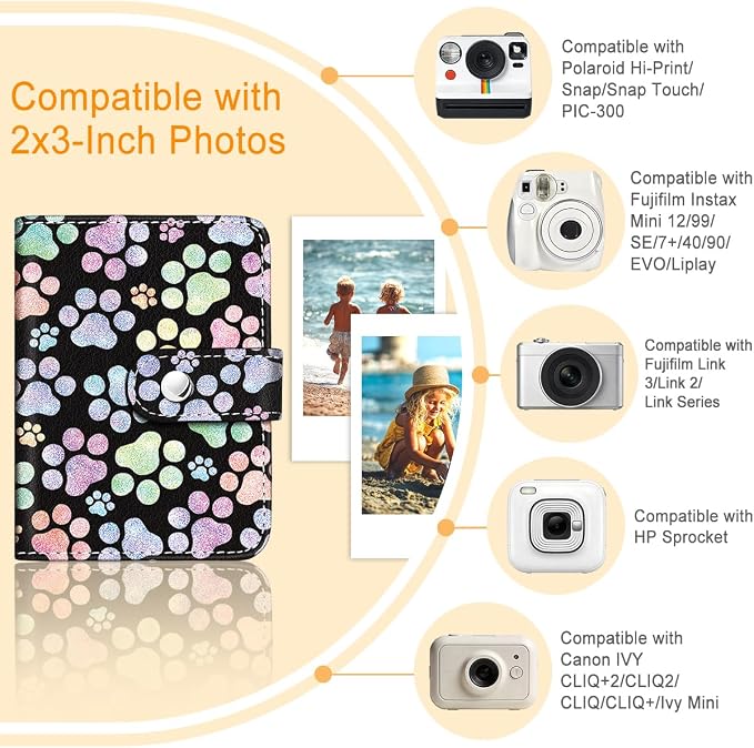 Puppy Dog Paws Small Photos Album for 2x3 Inch Films, 56 Pockets | Mini Cute Picture Book, Wallet Size, for Polaroid Fujifilm Instax Mini Instant Camera Printer, Kpop Photocard Binder Holders - Image 3