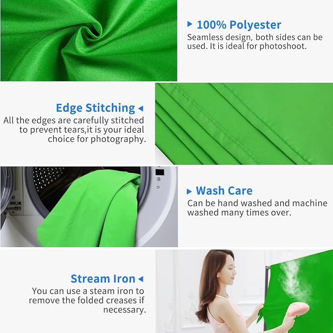 Hemmotop Chromakey Green Screen Backdrop, 10x20ft Large Background Fabric | Solid Chroma Green, Polyester Cloth, Perfect for Streaming Video Calls Zoom Studio, Ideal for Content Creators, Photography - Image 2