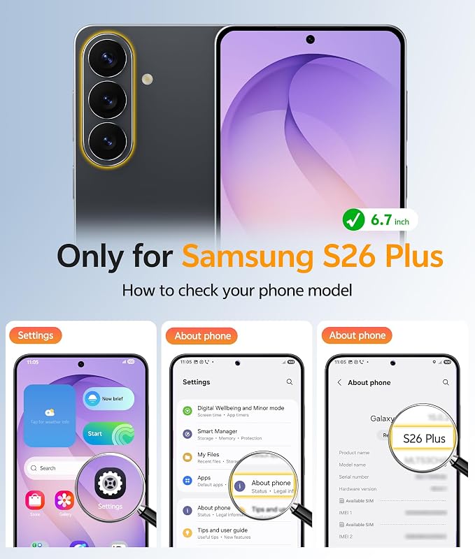 FNTCASE for Samsung Galaxy S26 Plus Case, Fit for Magsafe, Screen Protector | Full Camera Protection, Translucent Matte, 14FT Military Grade Drop Proof, Shockproof Protective Phone Cover, Purple - Image 2