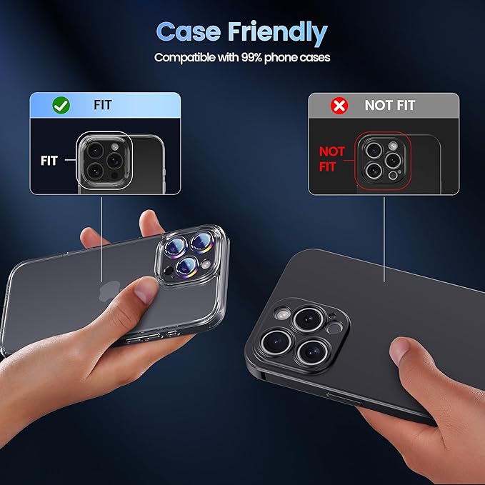 CACOE Metal Camera Lens Protector for iPhone 14/16 Pro/Pro Max Cover | Tempered Glass Cover, Anti-Scratch, Drop-Proof, Strong Adhesion, Camera Screen Cover Accessories, Colorful - Image 7