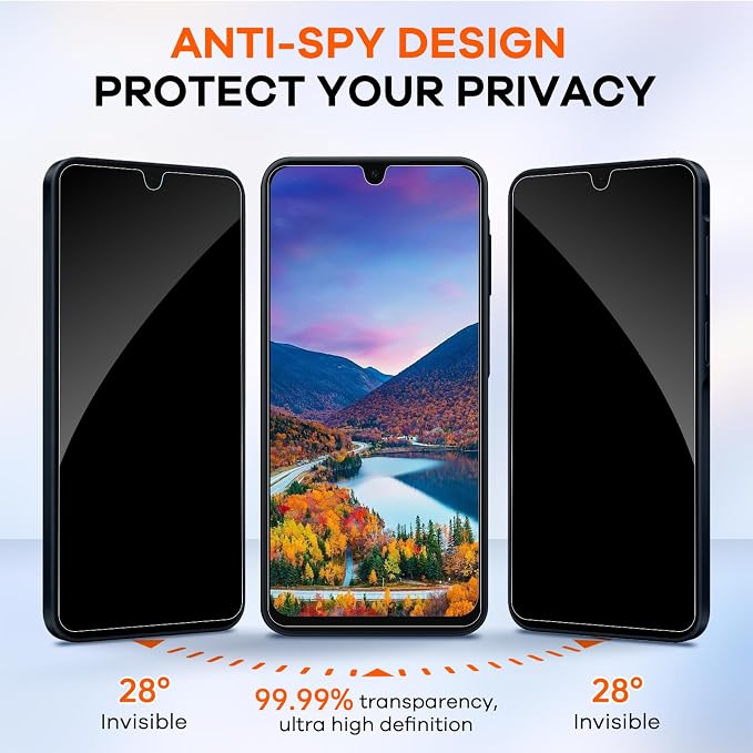 3+3 for Samsung Galaxy A37 5G Privacy Screen Protector Camera Protector | 9H Tempered Glass Cell Phone Protector Camera Lens Protector - Image 7