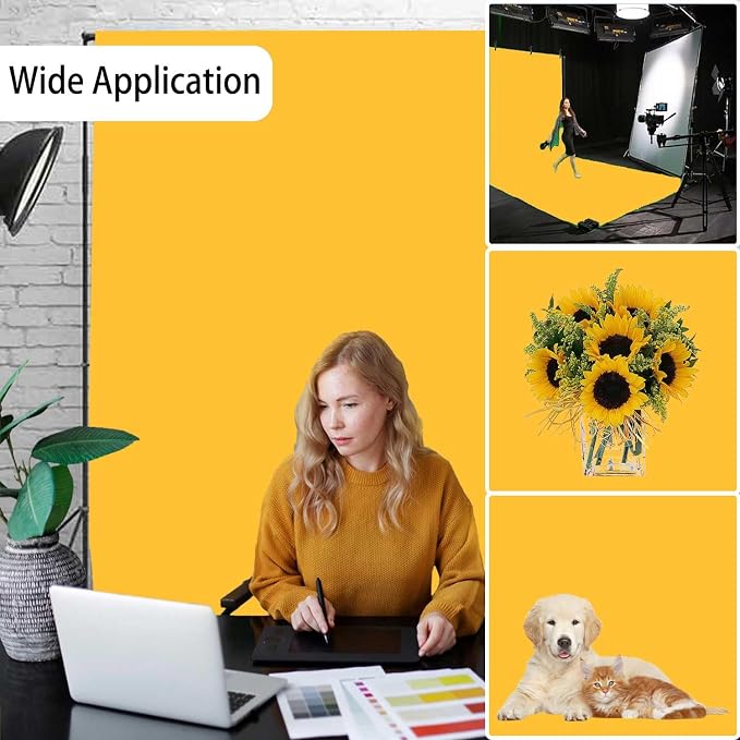 Yellow Photography Backdrop for Photoshoot, Fabric 6x9ft | Versatile Studio Photo Backgrounds, Non Reflective, Easy to Use, for Portraits, Product, Party, Video Creation - Image 2