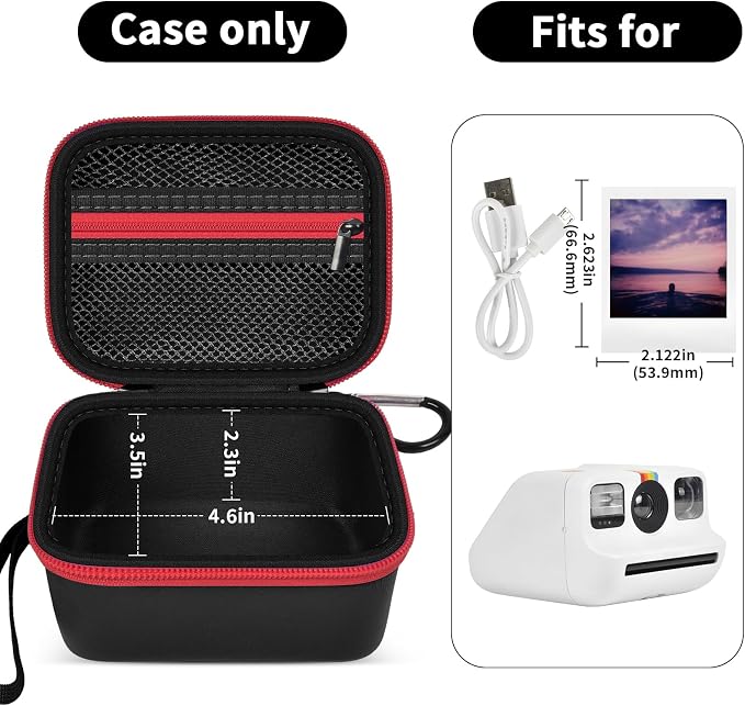 ANKHOH Case for Polaroid Go Gen 2/3, for Polaroid Go 9035/9071/9070 | PU shell with padded interior and removable wrist strap stores film, photos and cables, Case Only - Image 4