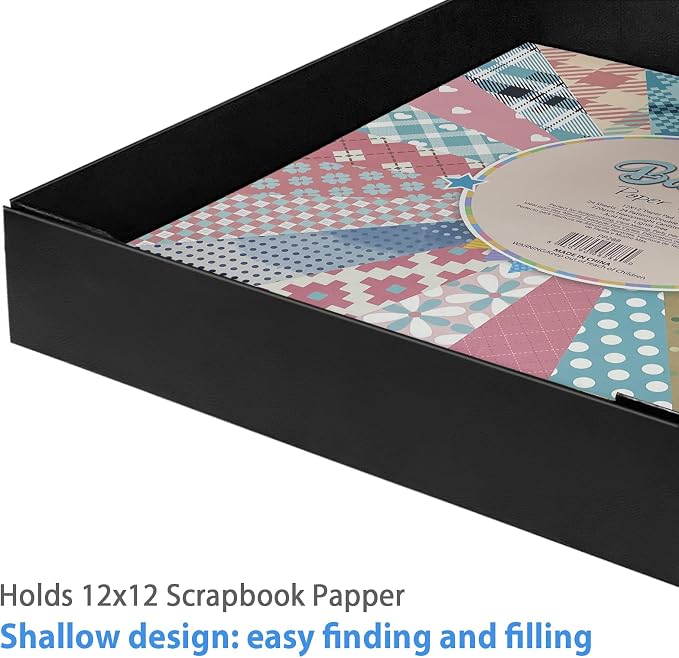Harhana 12x12 Scrapbook Storage Box for Scrapbooks, Papers and Supplies, Odor Free, Solid Black, 4 Pack - Image 3