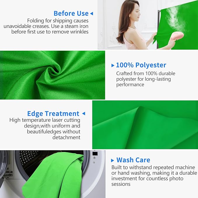 Hemmotop Chromakey Green Screen Backdrop, 5x7ft Small Background Fabric | Solid Chroma Green, Polyester Cloth, Perfect for Streaming Video Calls Zoom Studio, Ideal for Content Creators, Photography - Image 3