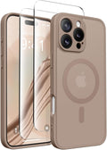 CAPRARO for iPhone 16 Pro Case, Compatible with MagSafe | Upgraded [Full Camera Protection] Protective Translucent Matte Women Girl Magnetic Phone Case Cover, Withered Brown by CAPRARO