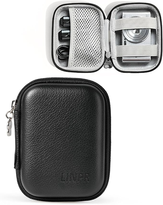 Digital Camera Case for KODAK PIXPRO FZ55/FZ45, Case Only, Black | Fits CAMKORY DC403 and Canon PowerShot ELPH 360 HS Compact Digital Cameras, Small Hard Shell Camera Pouch with Mesh Pocket by Linpr