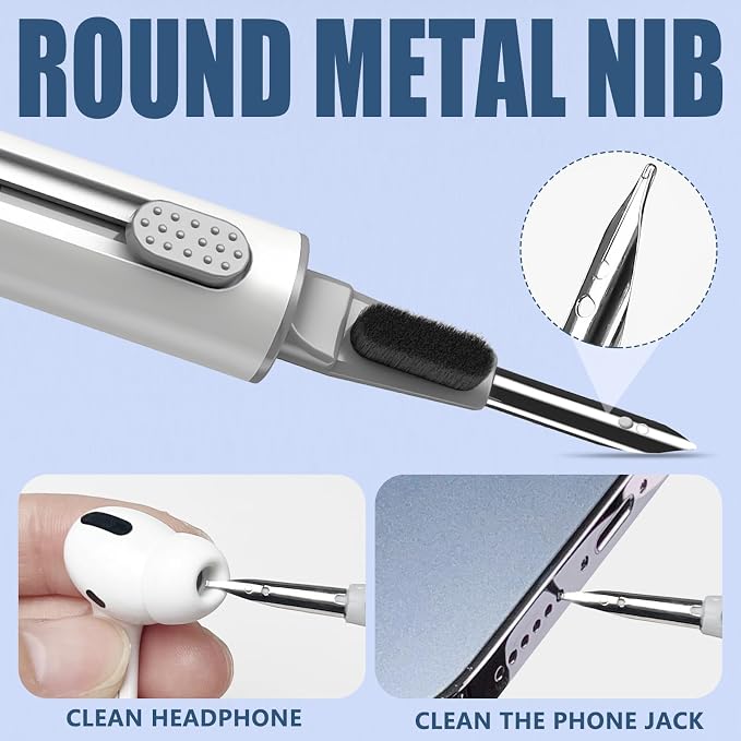 Inesore for AirPod Cleaning Kit, for Phone Earbuds Electronics (White) | Metal Tip, High-Density Soft Brush, Flocked Sponge Tip, 3 in 1 Design, Compact & Lightweight, Easy Operation, Easy to Carry - Image 4