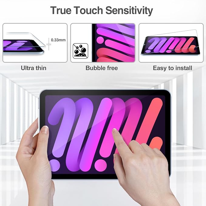 ProCase 2 Pack Screen Protector for iPad Mini 7(A17 Pro) / Mini 6 8.3 inch | with 3 Camera Lens Protector, 9H Hardness HD Clear Tempered Glass Film Guard for iPad Mini 7th 6th Generation 2024 2021 - Image 6