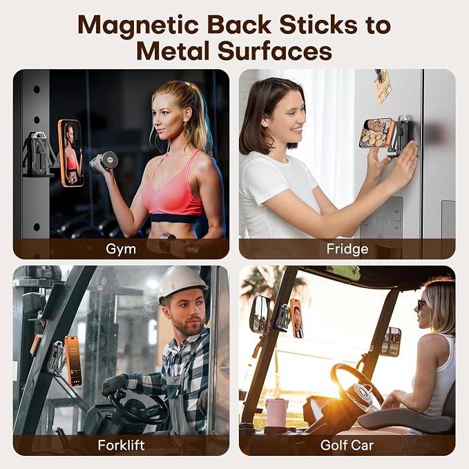 OMOTON TP02 360°Rotating Adjustable Aluminum for MagSafe Tripod,Black&Black | Magnetic Phone Tripod for iPhone 17/16/15 Pro Max Air, Foldable Cell Selfie Stick Fits Vlog, Gym Travel Essentials, 2Pcs - Image 4