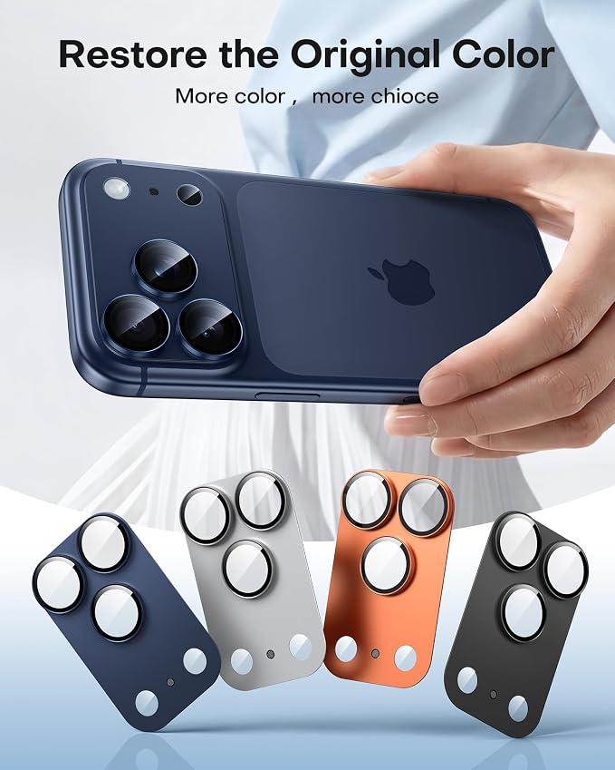 TAURI 2 Pack for iPhone 17 Pro Max Camera Lens Protector, Deep Blue | Full Coverage Military-Grade Shatterproof, Upgrade AR Anti-Reflection Ultra Clear Transmission & Case Friendly - Image 8
