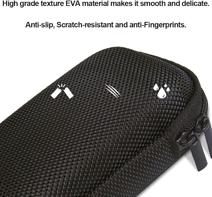 Portable Hard EVA Case,Hard Shell Travel Carrying Case Bag with Dual Zipper | Small Zipper Case with Metal Carabiner for MP3 Players, USB Cable, Earphones, Memory Cards, U Disk, Lens Filter, Keys, Coins - Image 4