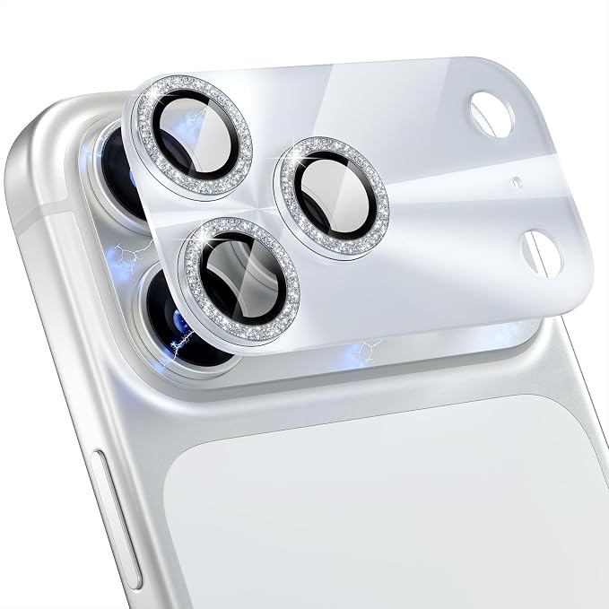 Choiche for iPhone 17 Pro Camera Lens Protector, Light-Silver | Bling Metal Camera Cover with 9H Tempered Glass Lens Screen Protector Accessories, Strong Adsorption, Case-Friendly, 6.3-inch by Choiche