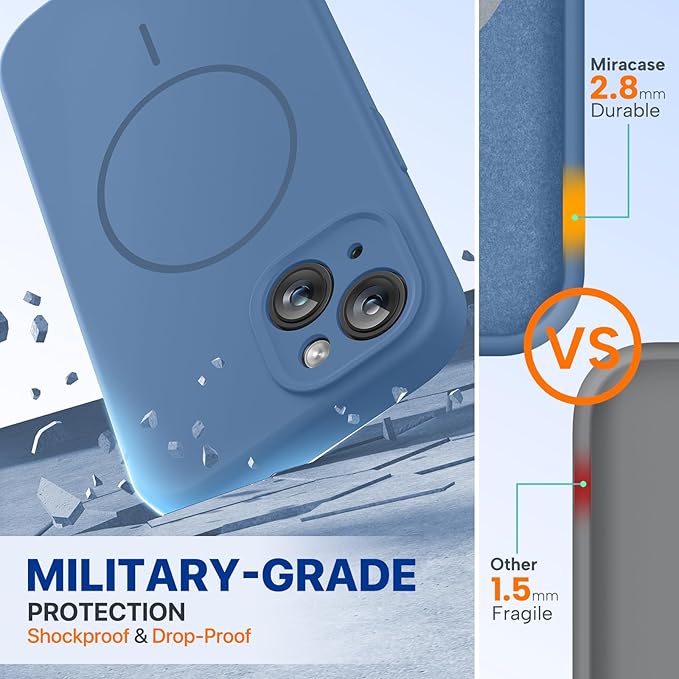 Miracase Silicone & Magnetic for iPhone 15 Plus Case, Glass Blue | Compatible with MagSafe, Soft Microfiber Lining, Liquid Silicone Case Shockproof Drop Protection Phone Case for 15 Plus - Image 2